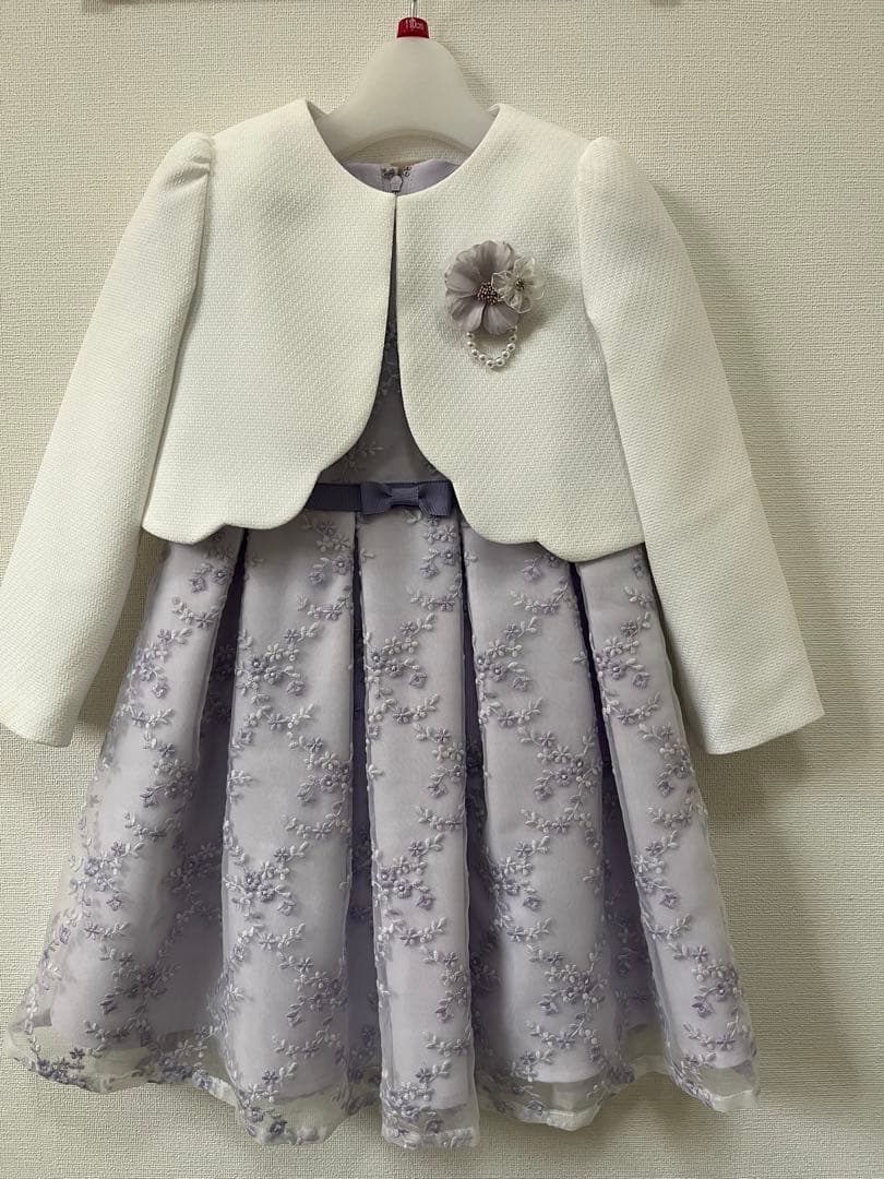 ジャケット付き薄紫ドレス 110cm　ブランド【petit main】4点セット