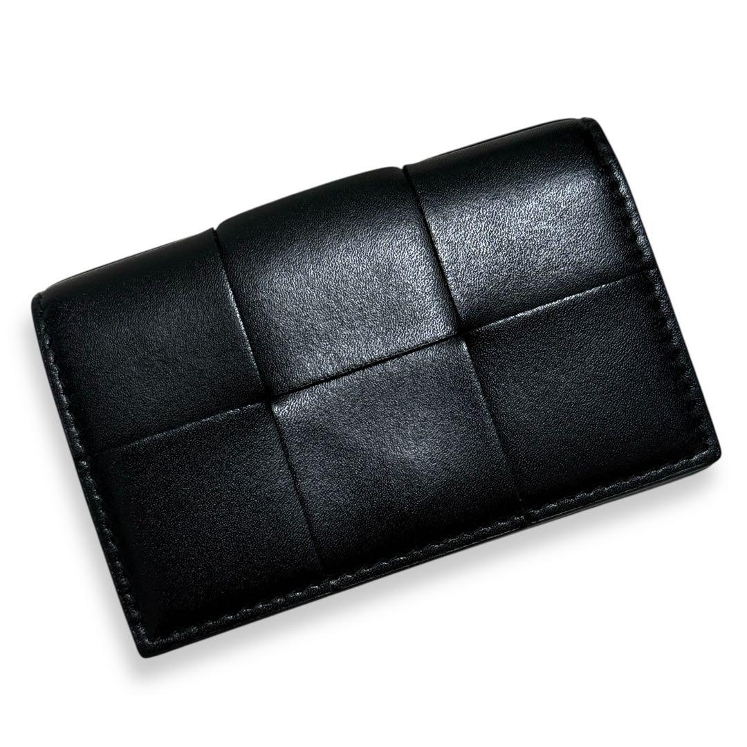 ボッテガヴェネタ 現行 カセット マキシイントレチャート 名刺入れ レザー 黒