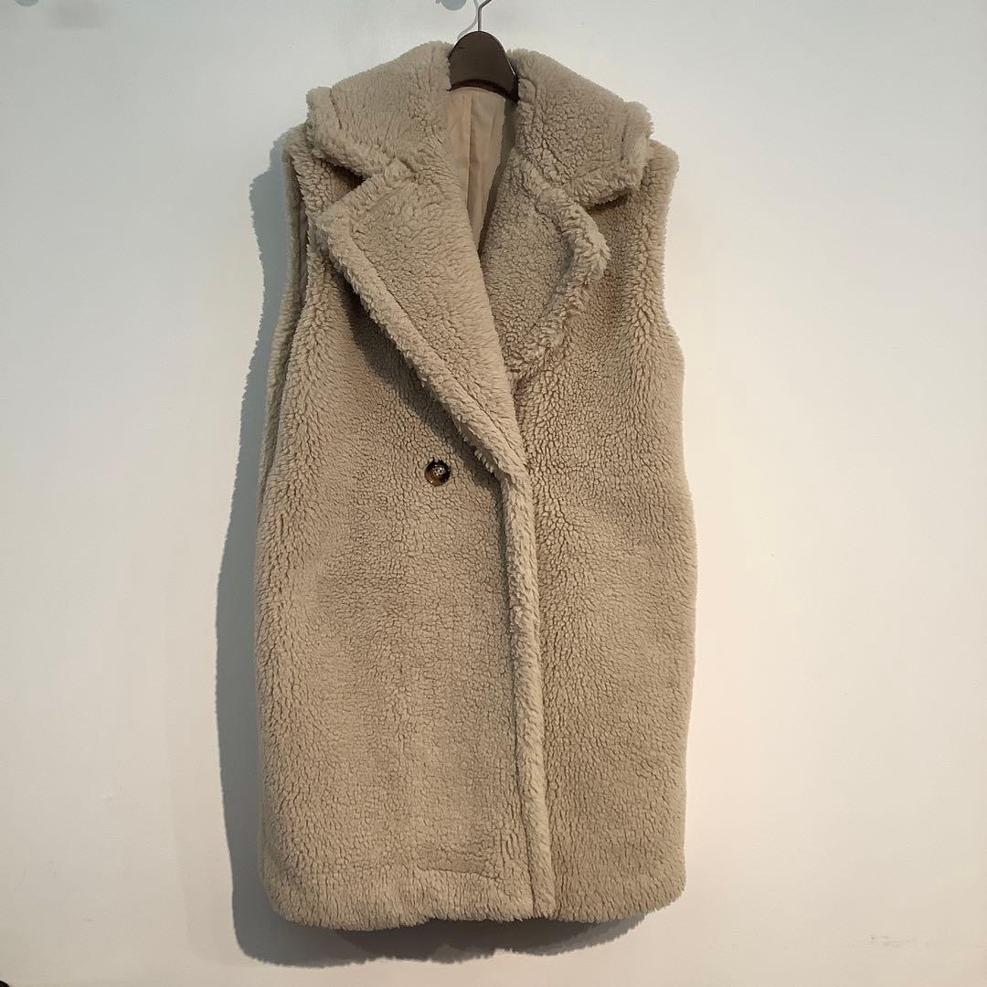 ELFRANK ボアロングベスト　テディベアジレ　サイズF