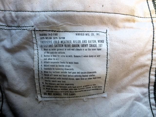 米軍実物 USED 1974”　M65フィールドパンツ M-R 269