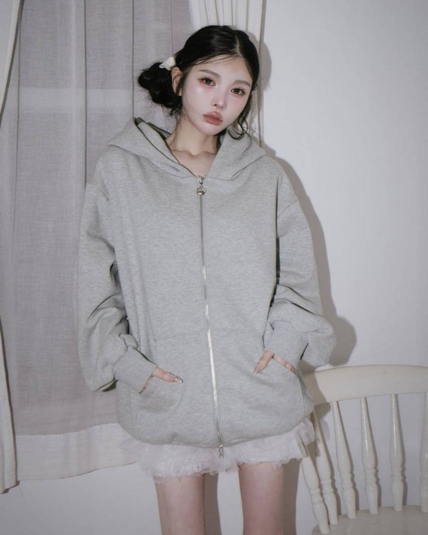 ダーリッチ Hello Darichジップアップフーディ グレー