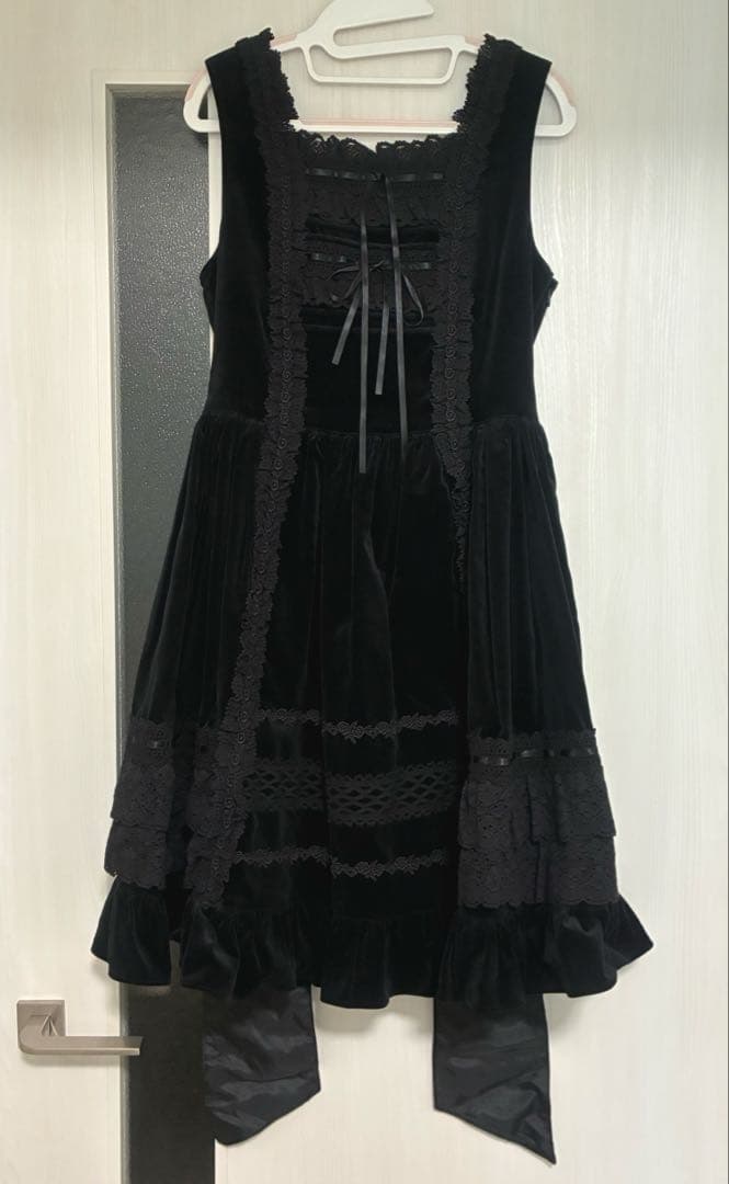 Baby 別珍レースフリルジャンパースカート 黒