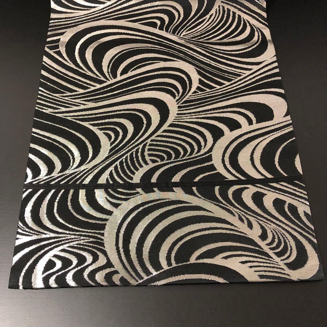 SO-750 名古屋帯 名古屋仕立て 六通 九寸 正絹 モダン 波 渦