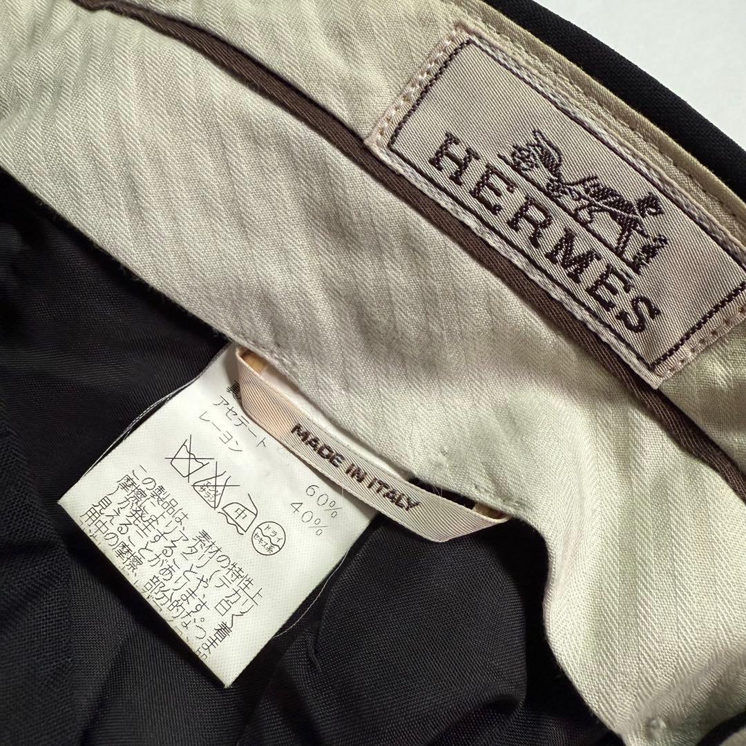 HERMES エルメス ITALY製 ブラックウールスラックス 40