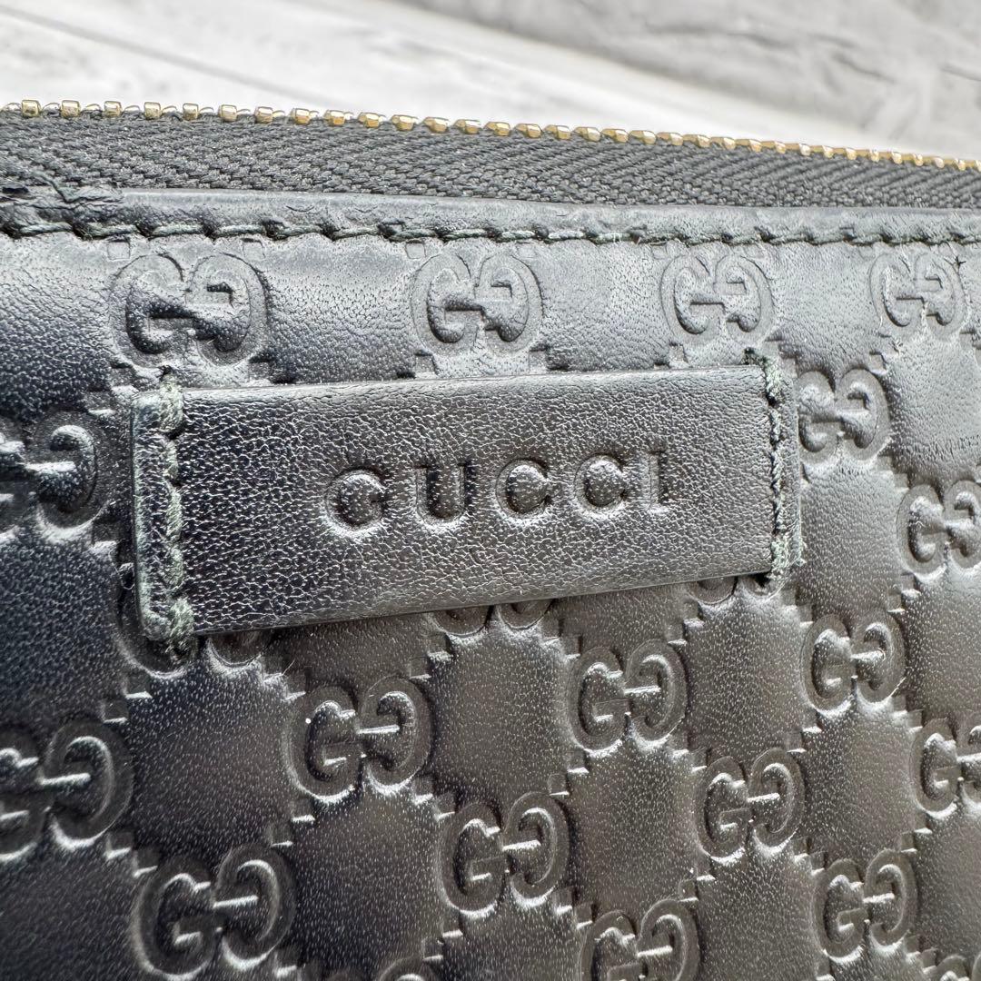 【美品】GUCCI　マイクロシマ　ラウンドファスナー　長財布　ブラック　レザー