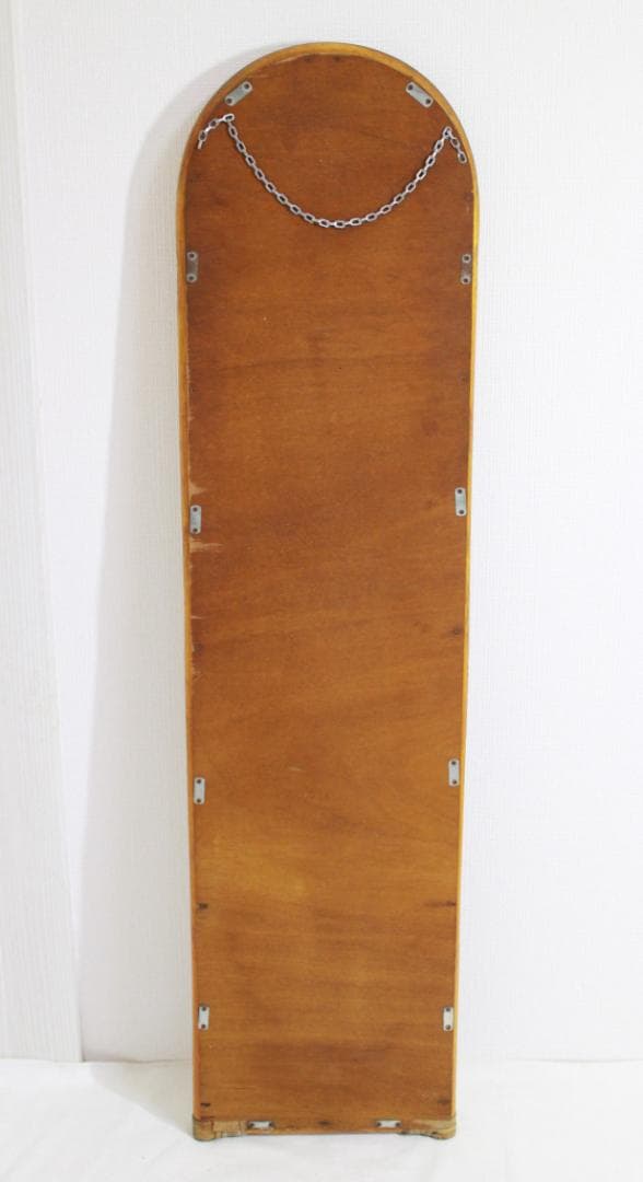 籐ラタン 大型ミラー 鏡 壁掛け アーチ型 全身 姿見 アンティーク