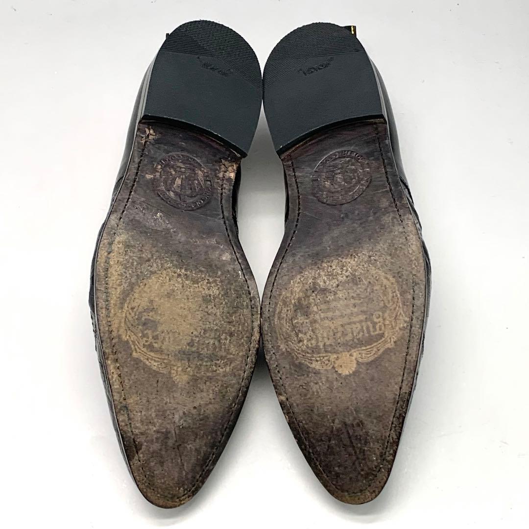 フットザコーチャー ドレスシューズ クロコ型押 ブラック 革靴 パッチワーク26