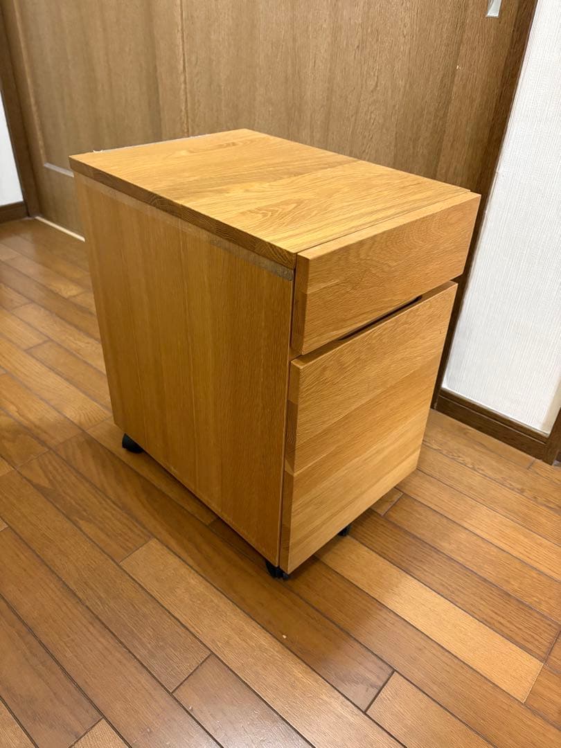 無印良品　木製デスクサイドキャビネット 袖机 2段引き出し
