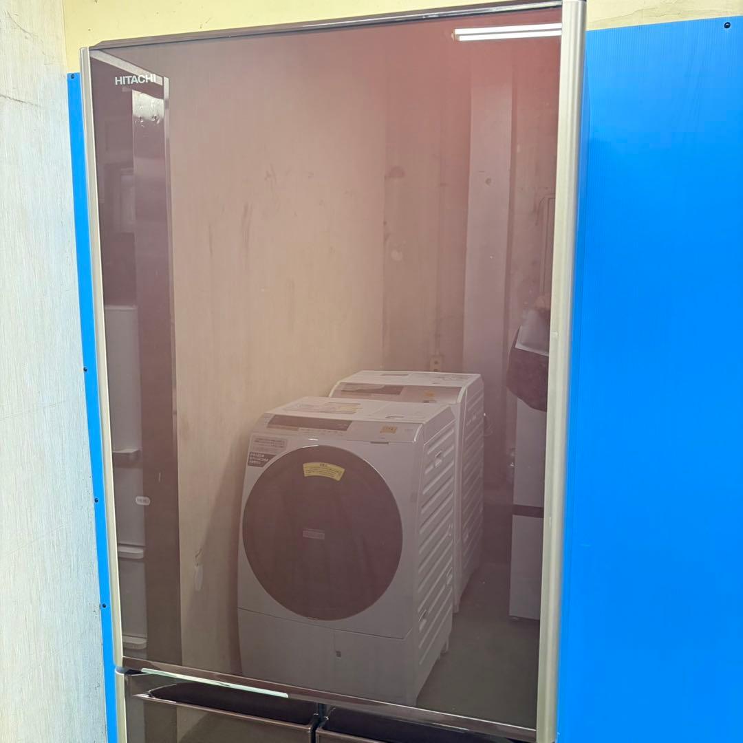 635 日立　大型冷蔵庫　400L強　小型　家庭用　右開き　自動製氷　ブラウン