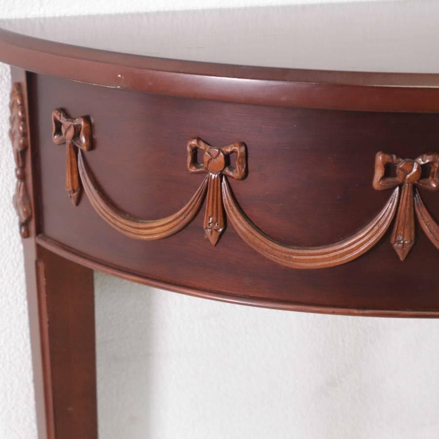 リンホーリン リボン装飾 ハーフムーン型 コンソール サイドテーブル