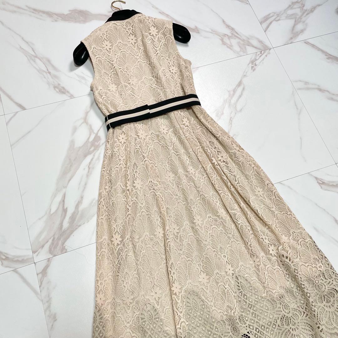 近年✨ダイアグラム レース 刺繍 ワンピース ドレス ベルト Aライン 36