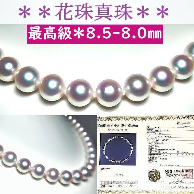 チョココロネ　　　花珠真珠 あこや真珠ネックレス 8.5-8.0㎜