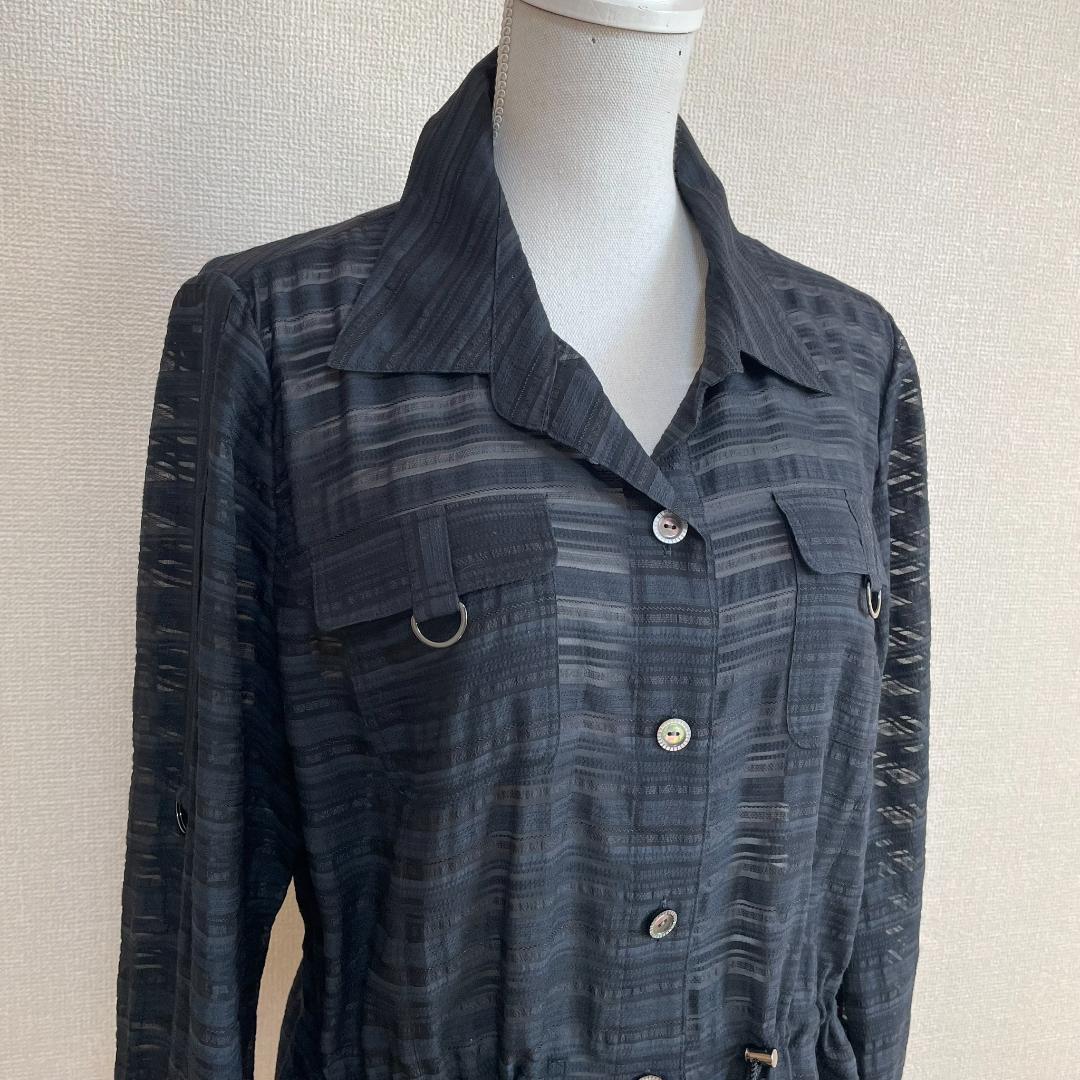 新品 レリアン Leilian 黒 トップス 15+ 大きいサイズ 日本製 春夏