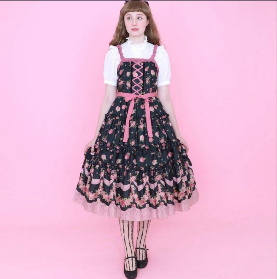 エミキュ フリルROSEキャミソールドレス 黒/Mサイズ 実物画像有り