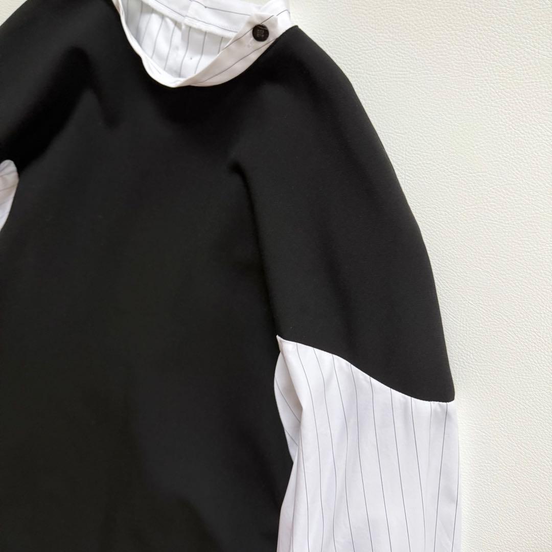 美品✨2023AW エンフォルド　ダブルクロス コンビプルオーバーシャツ38