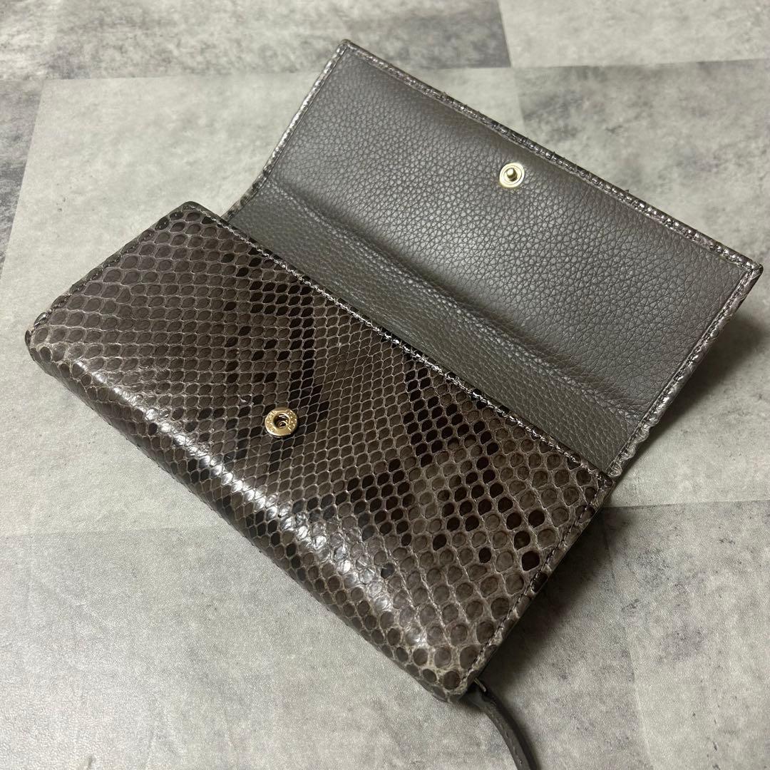 GUCCI【付属品完備】長財布 パイソン ホースビット フラップ ゴールド金具