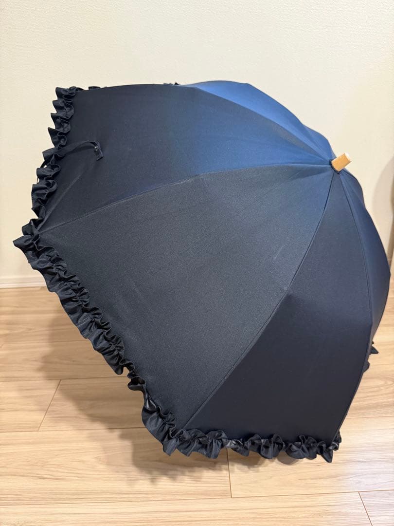 サンバリア100 2段折フリルブラック 木曲がり手元