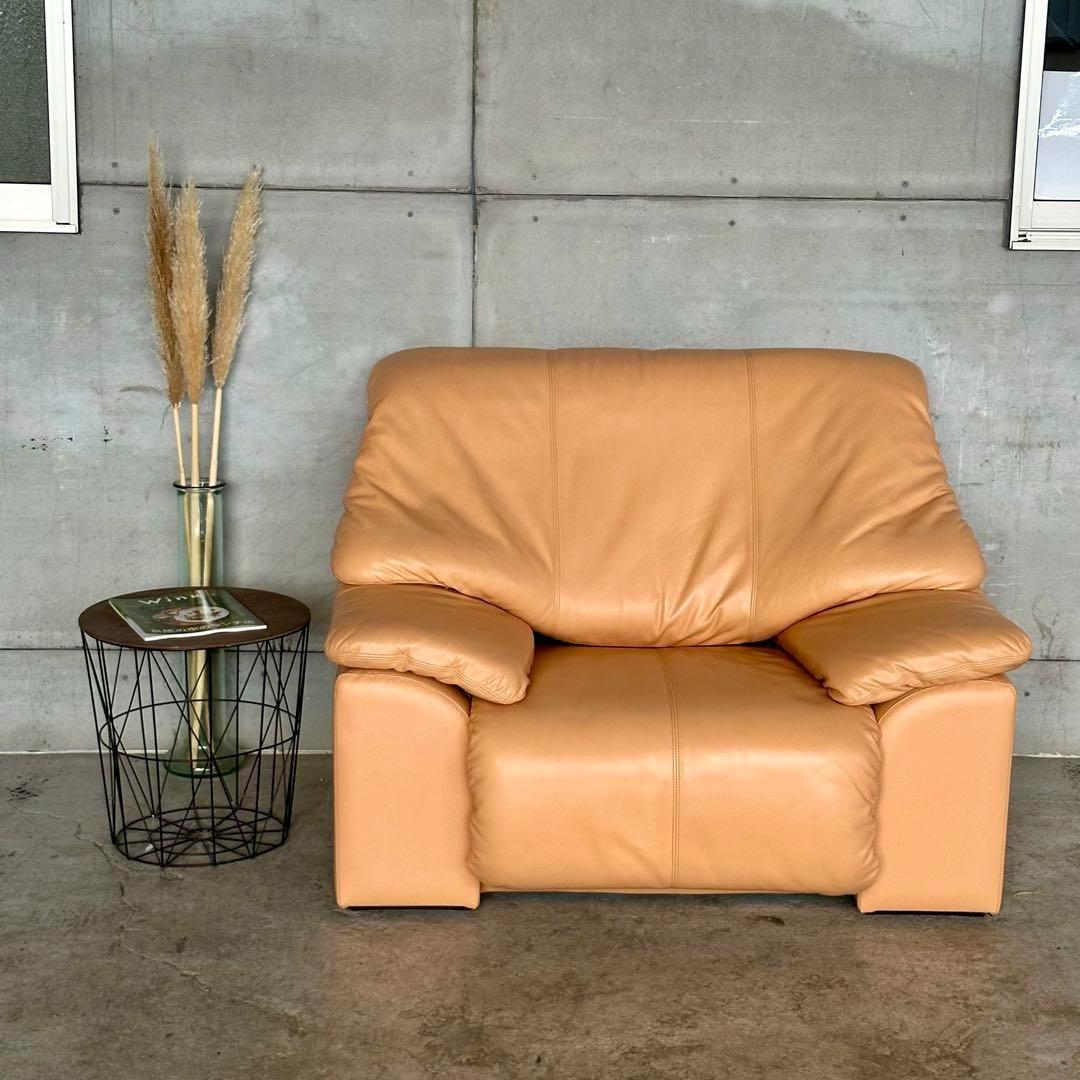 マルニ木工 maruni レザーソファ 1P✦ベージュ 本革 リラックスチェア