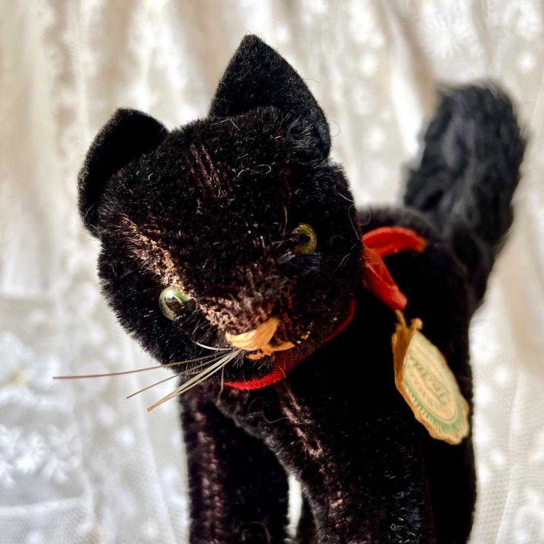 ハーマン黒猫ぬいぐるみ　ドイツヴィンテージHERMANN 検フランスアンティーク
