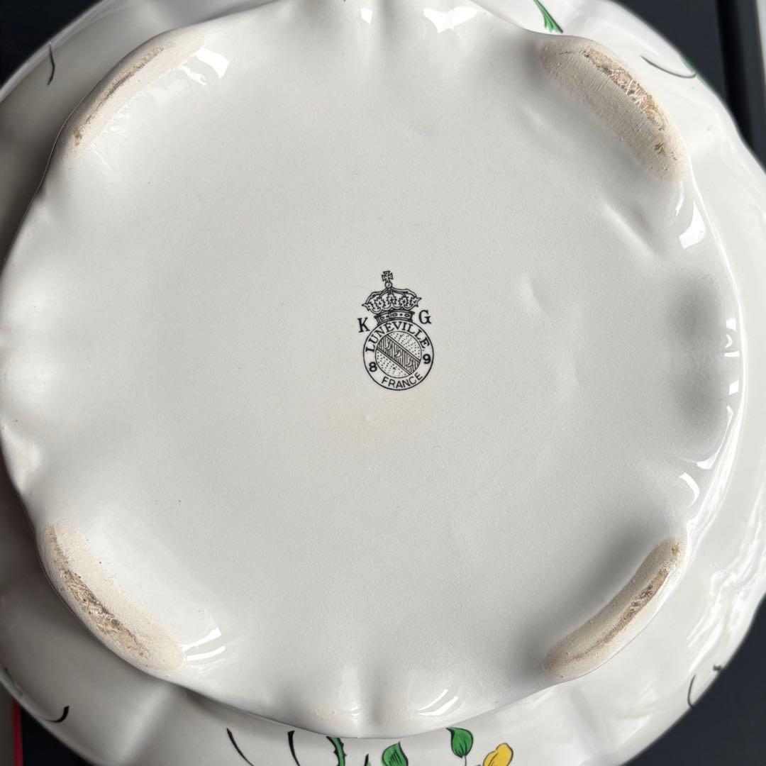 フランス アンティーク リュネヴィル K&G スーピエール 蓋付ボウル 花柄