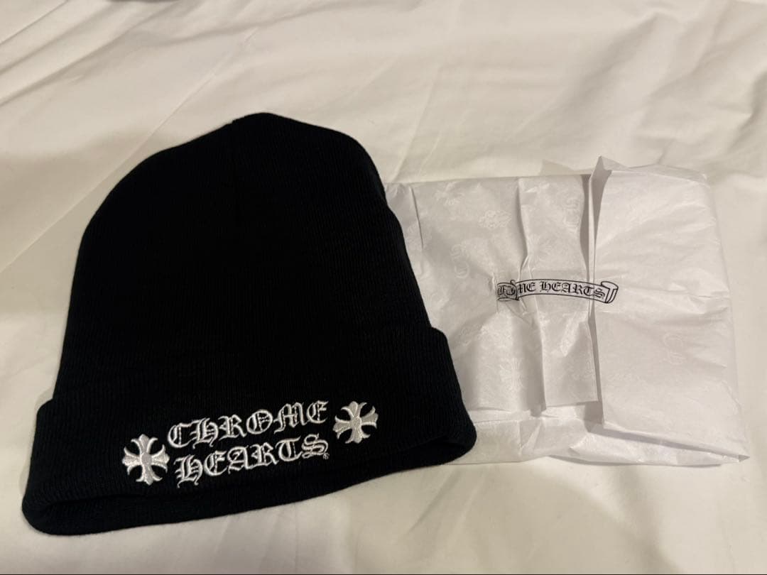 【正規品・新品未使用】クロムハーツ ロゴ刺繍 ニット帽 ビーニー