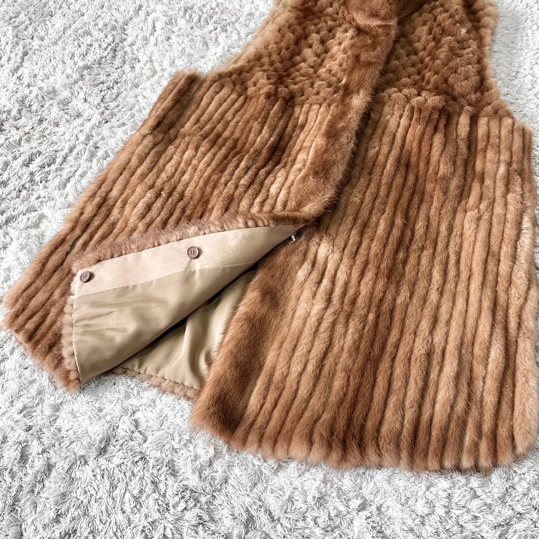 リアルミンク ミンク ファー ジレ ベスト 本毛皮 レイヤード 毛並み良好 軽量