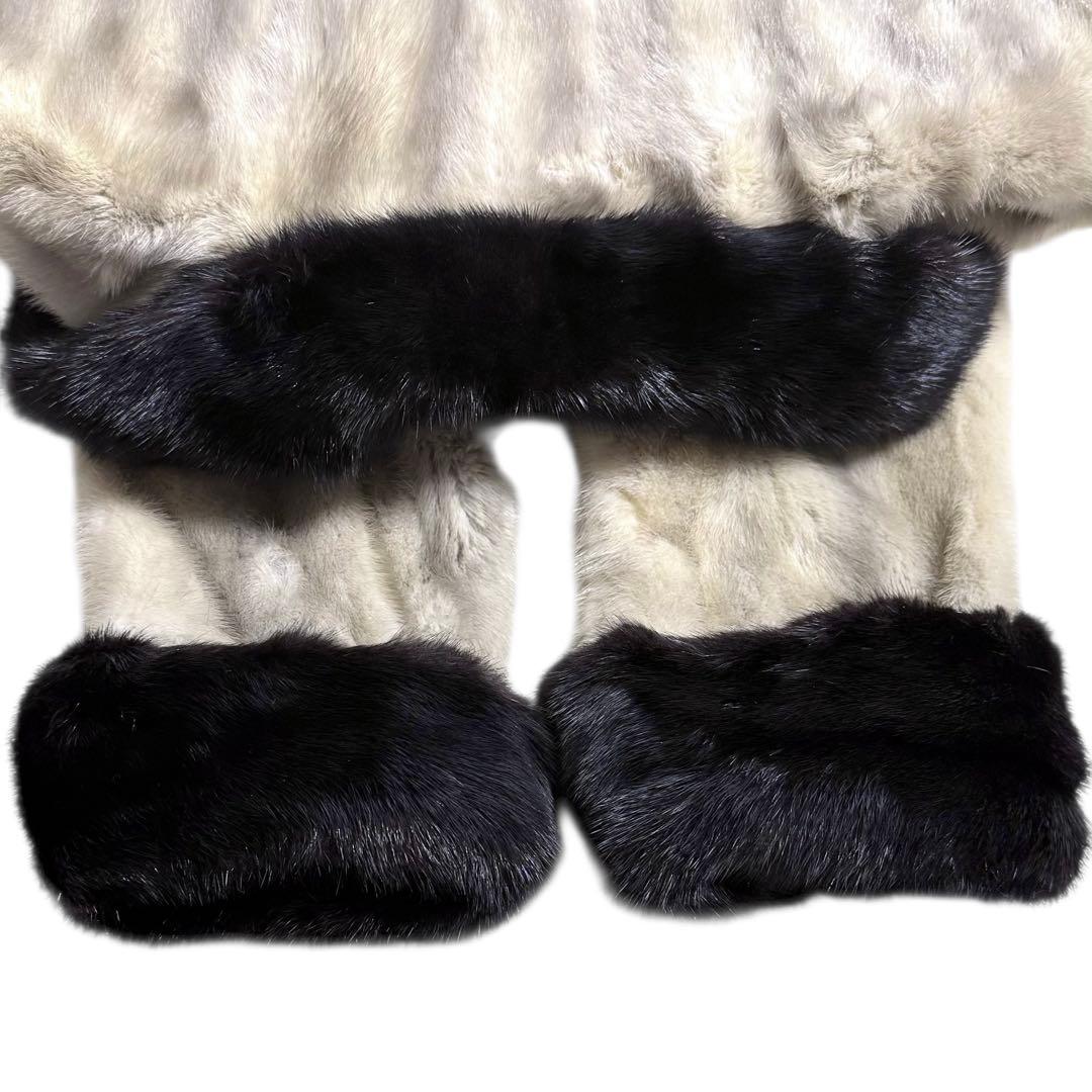 裾周り273 クロスミンク ファーコート バイカラー ロールアップ 着丈102