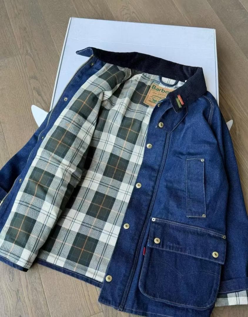 Barbour × Levi's ネイビー デニム カバーオール Sサイズ