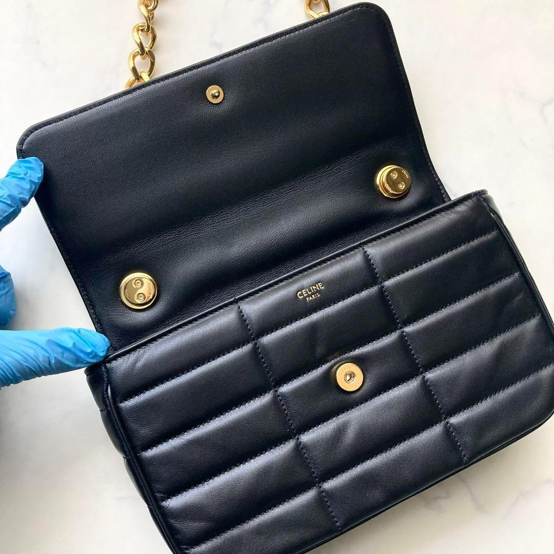 極美品 セリーヌ マトラッセ モノクローム チェーン ショルダーバッグ