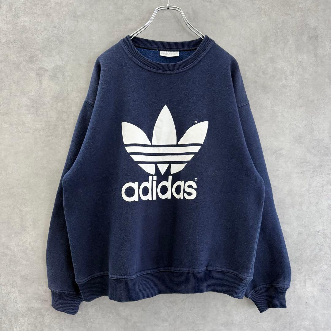 90s old adidas アディダス スウェットシャツ ネイビー M