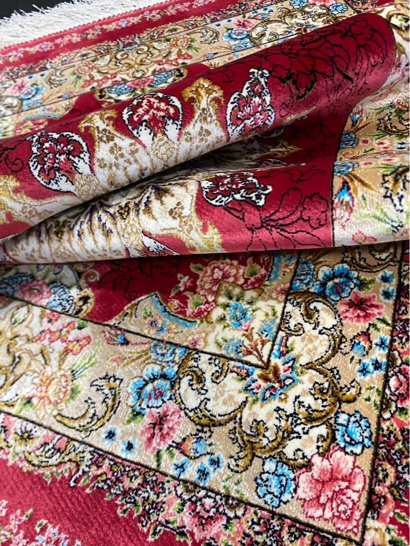 最高級希少作 ペルシャ絨毯 イラン クム産シルク100% 手織り　289万ノット