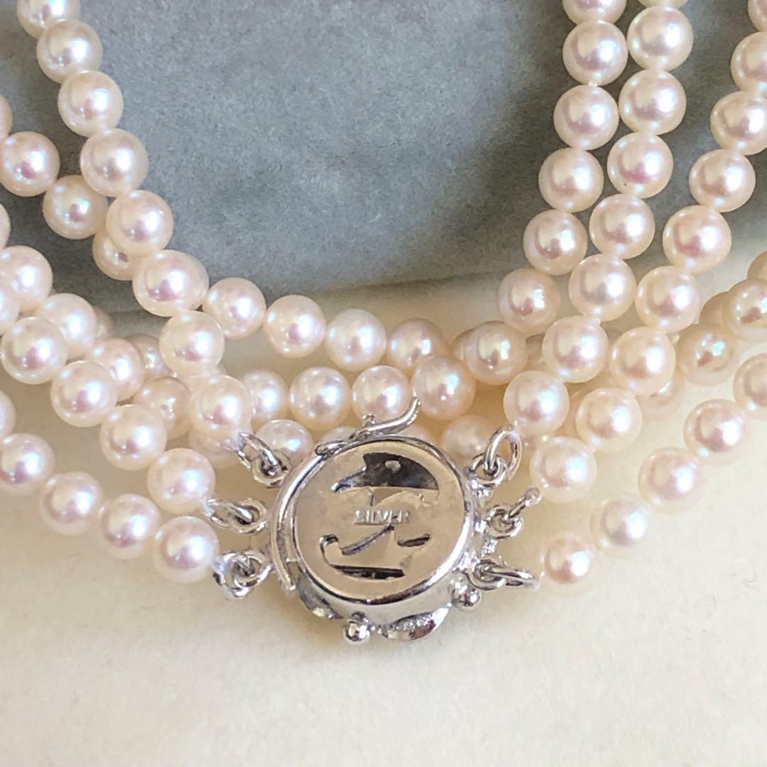 アコヤ真珠 ベビーパール 3連 ロングネックレス