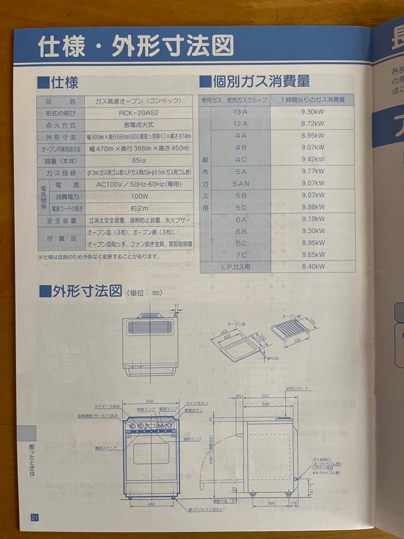 リンナイ ガスオーブン RCK-20AS2