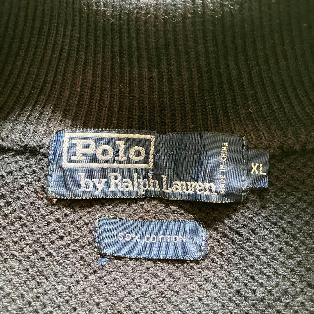希少 古着 90's ラルフローレン コットンニットポロシャツ シャツ XL