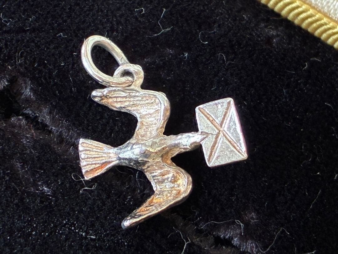 ヴィンテージ　シルバー　チャーム　ネックレス　鳩　バード　手紙　鳥　agete