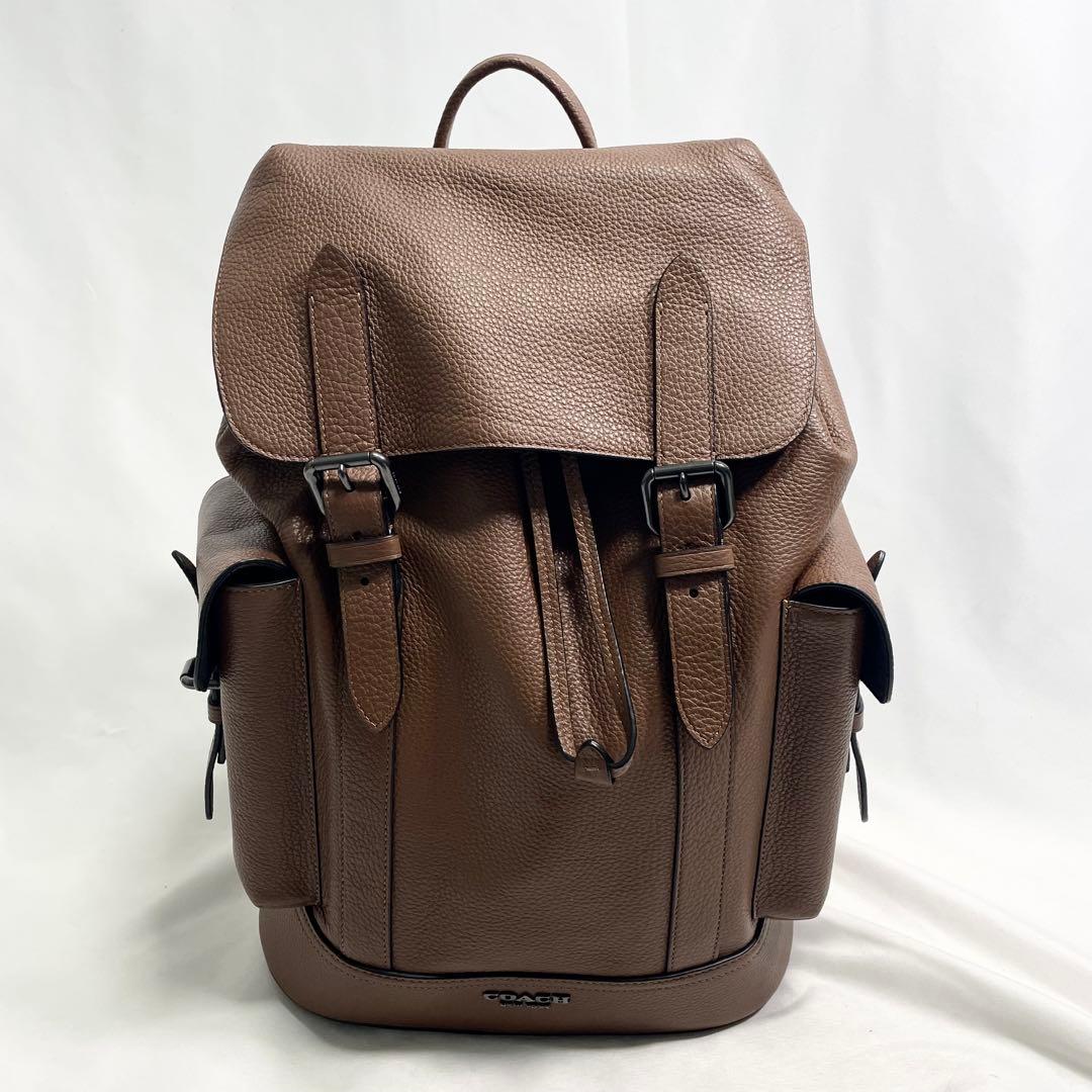 コーチ ハドソン ロゴ 金具 レザー リュック ブラウン 大容量 多機能 A4可