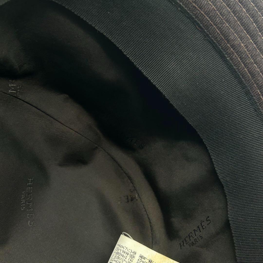 エルメス　HERMES　バケットハット　バケハ　帽子　チェック柄　レザーバンド