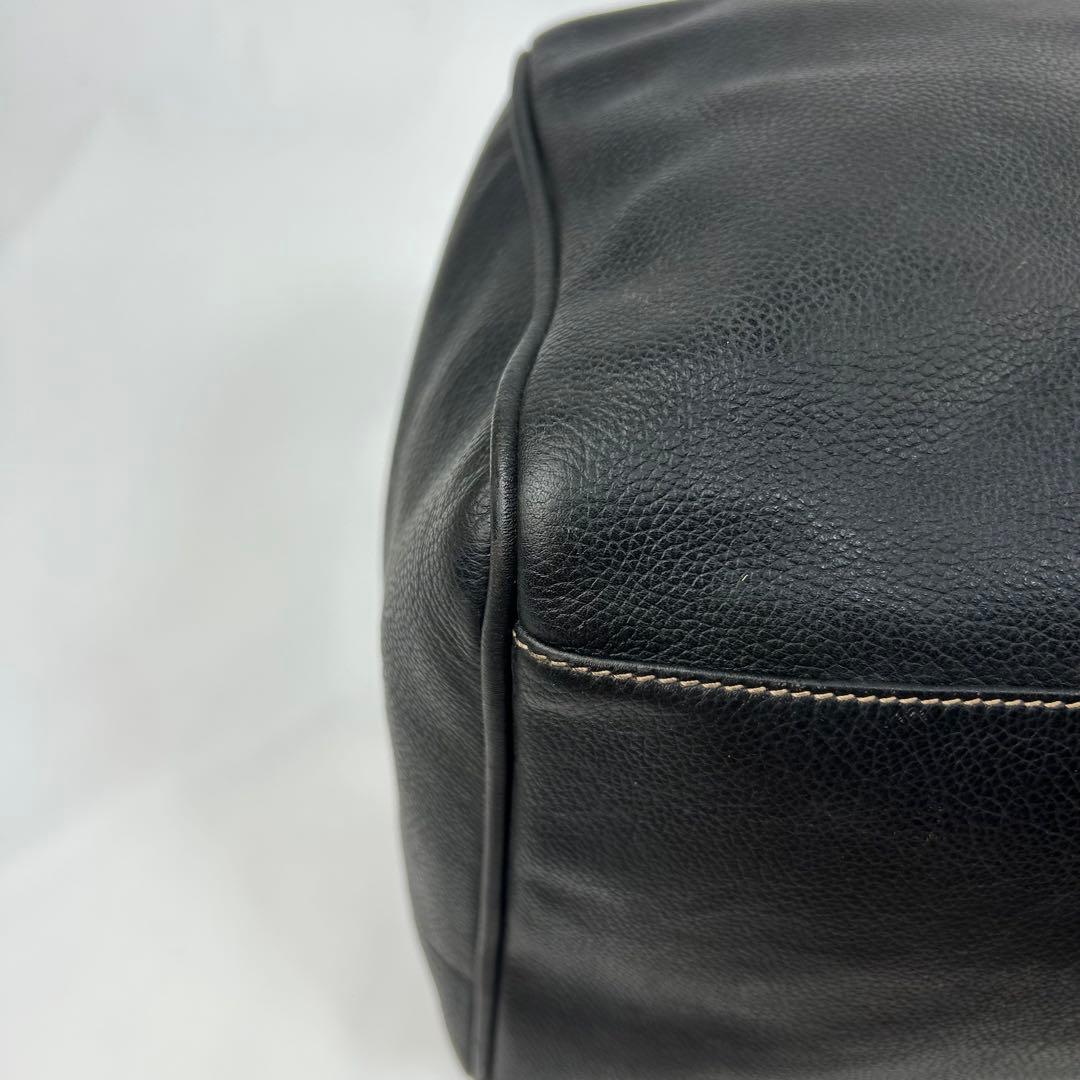 【美品】ダンヒル　ボストンバッグ　レザー　ロゴ金具　デカボストン　黒　旅行バッグ