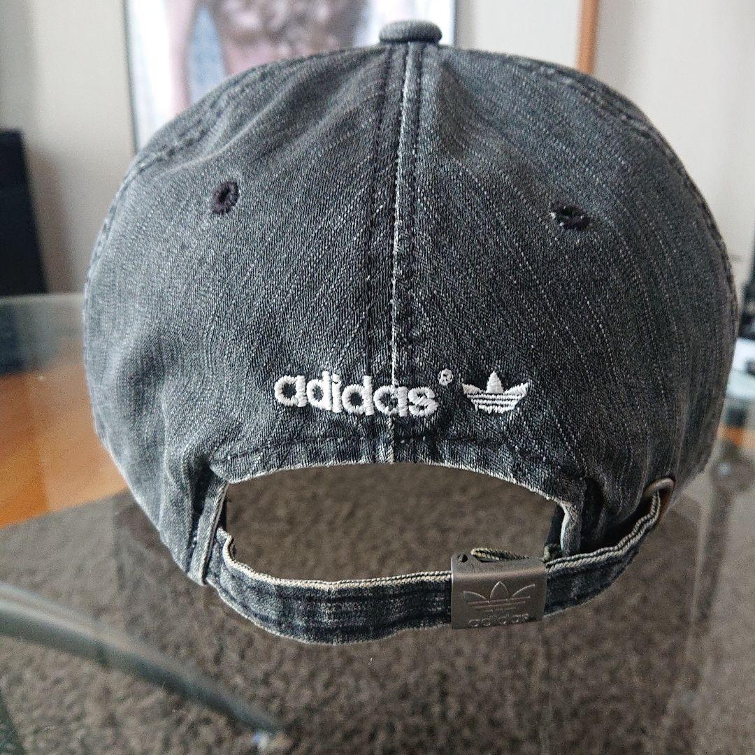 希少！90s adidas ブラックデニム キャップ descente デサント