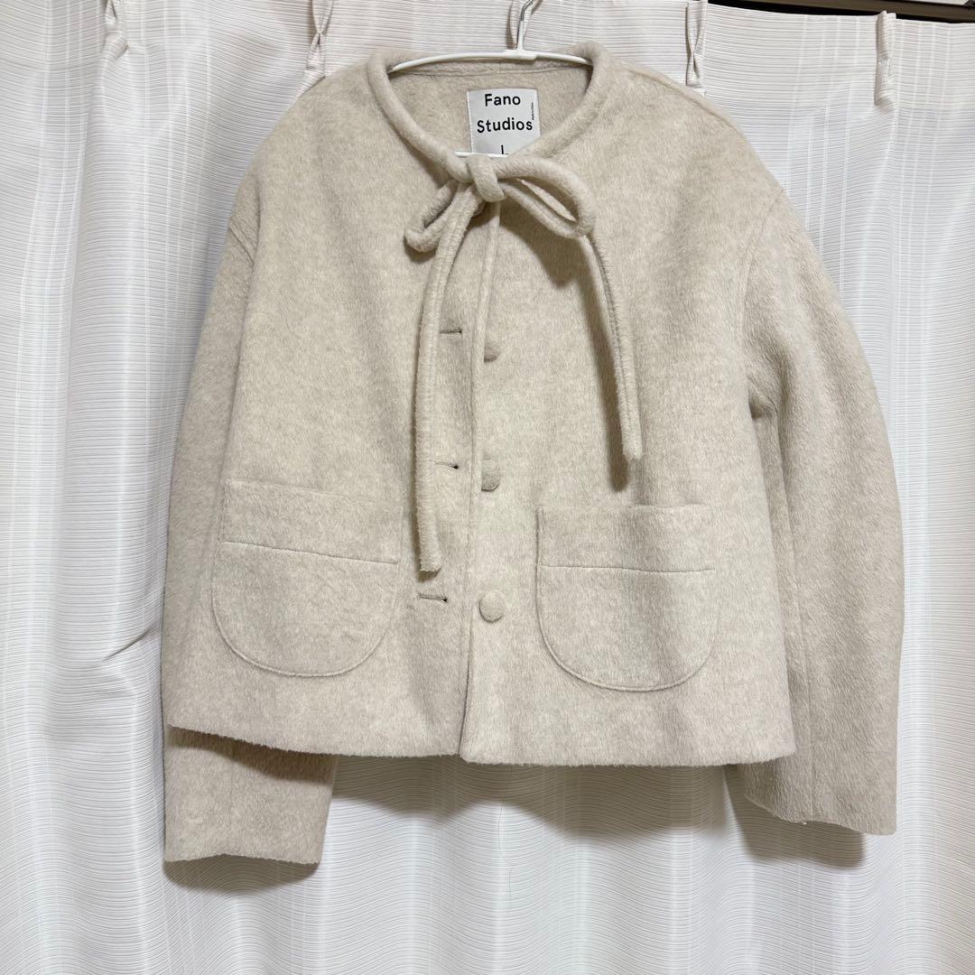 Fano Studiosリボンタイ ショートウールコート