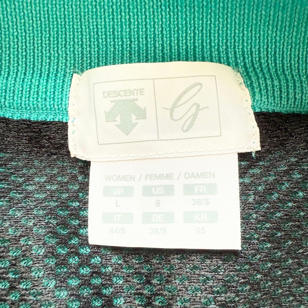 デサントゴルフ ウェア ブルーグリーン フルジップ ニット ジャケット L