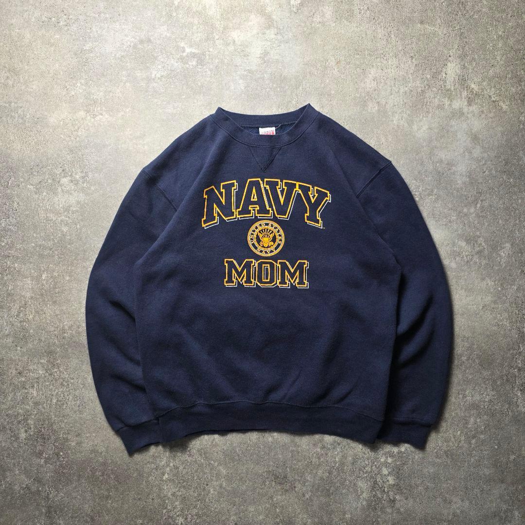 90sSOFFEソフィーU.S.NAVYアメリカ海軍前Vスウェットトレーナー紺L
