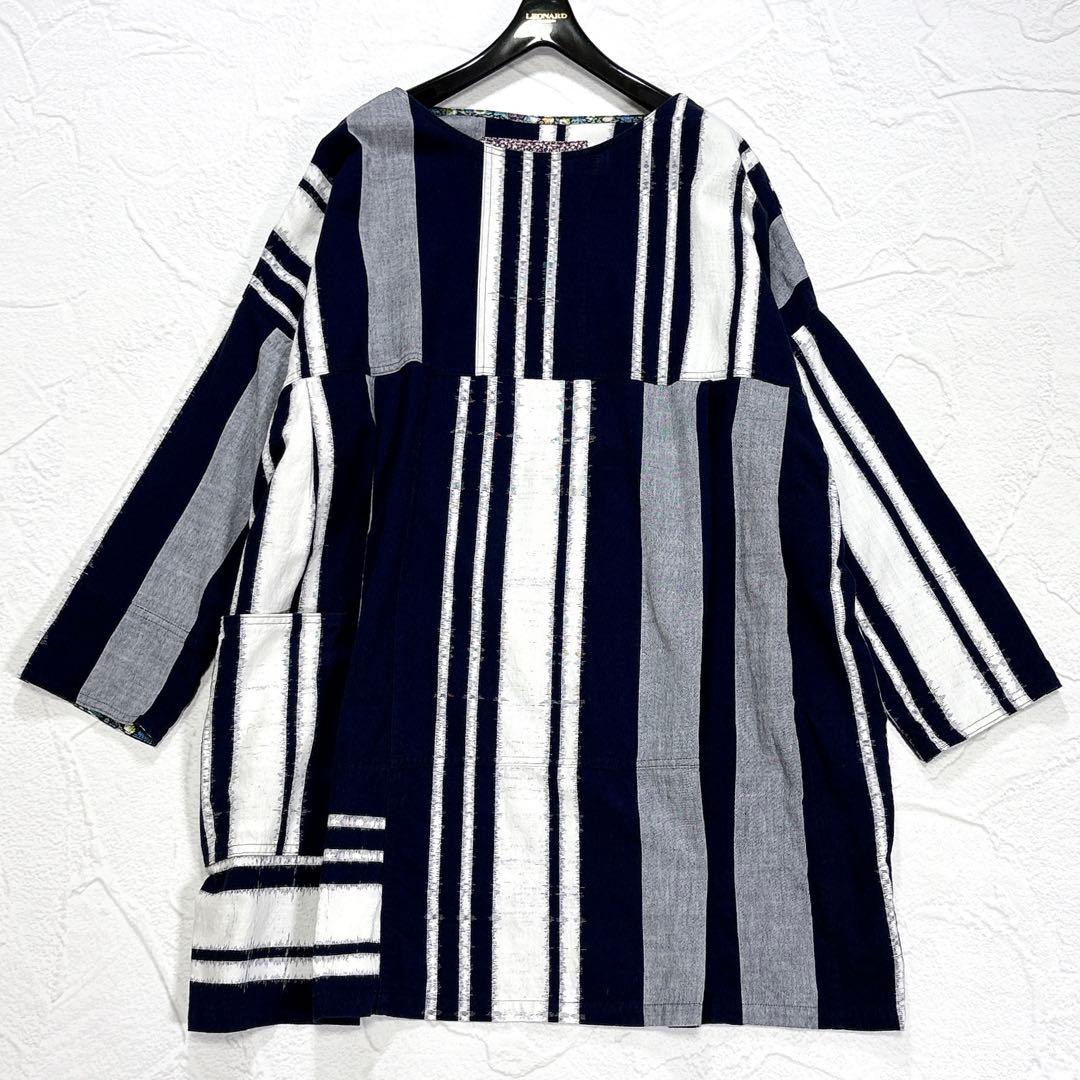 ✨美品✨KURUMI 久留米絣　チュニック　ワンピース　ギエモン　近年　コットン