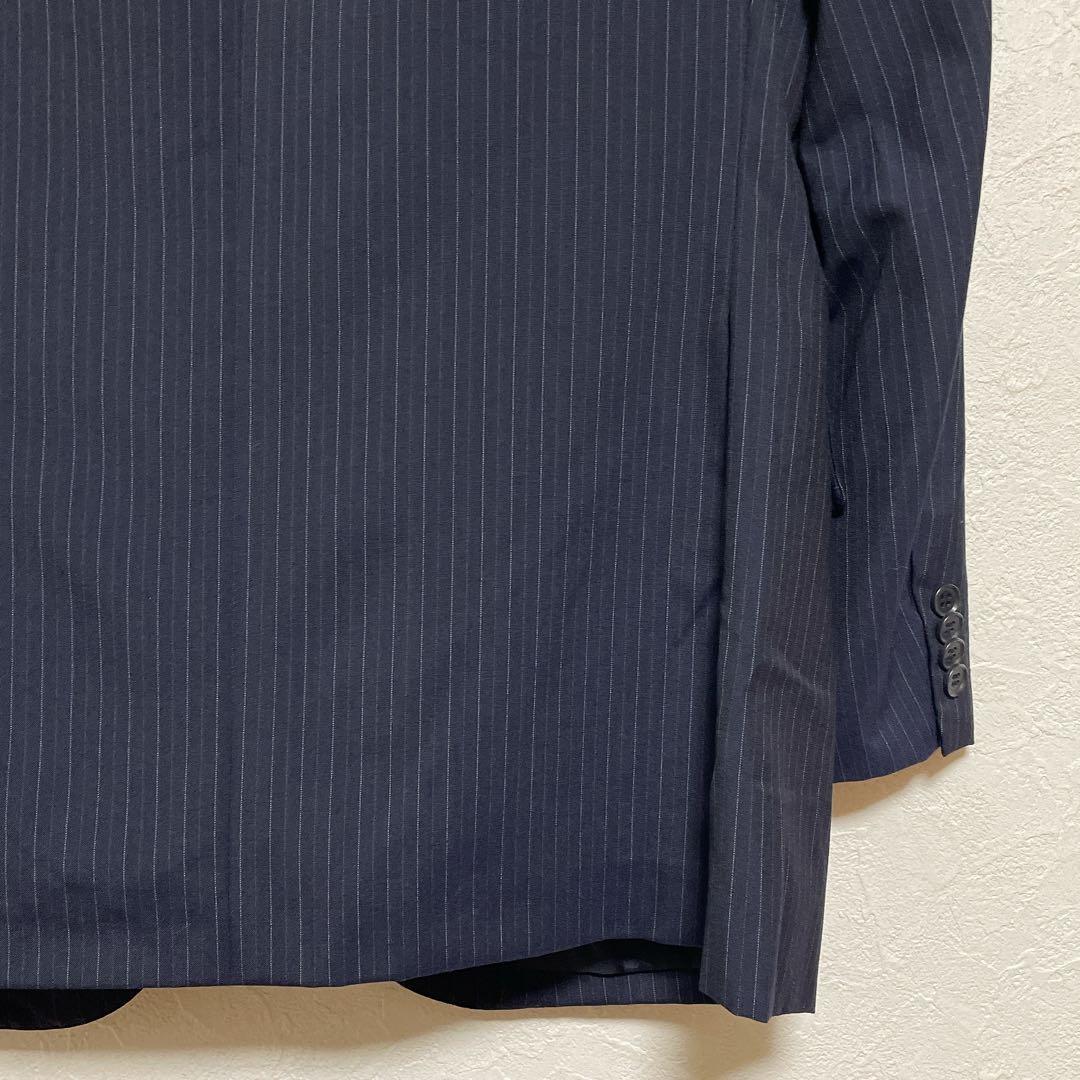 【美品】ニューヨーカー ピンストライプスーツ 上下 AB7 ネイビー ウール混