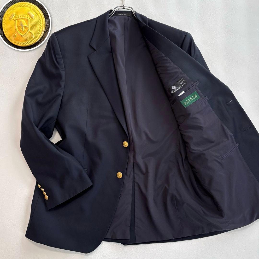 ローレンラルフローレン[2XL 金ボタン]テーラードジャケット ネイビー 紺ブレ