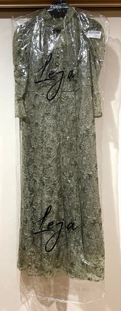 LEJA/スパンコール花柄パフスリーブマーメイドワンピースドレス　M