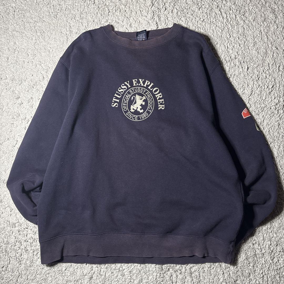 old stussy スウェット　トレーナー　90s 紺タグ　フェード　ロゴ