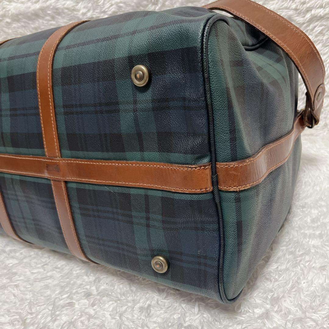 ポロラルフローレン　PVC ボストンバッグ　大容量　グリーン　チェック