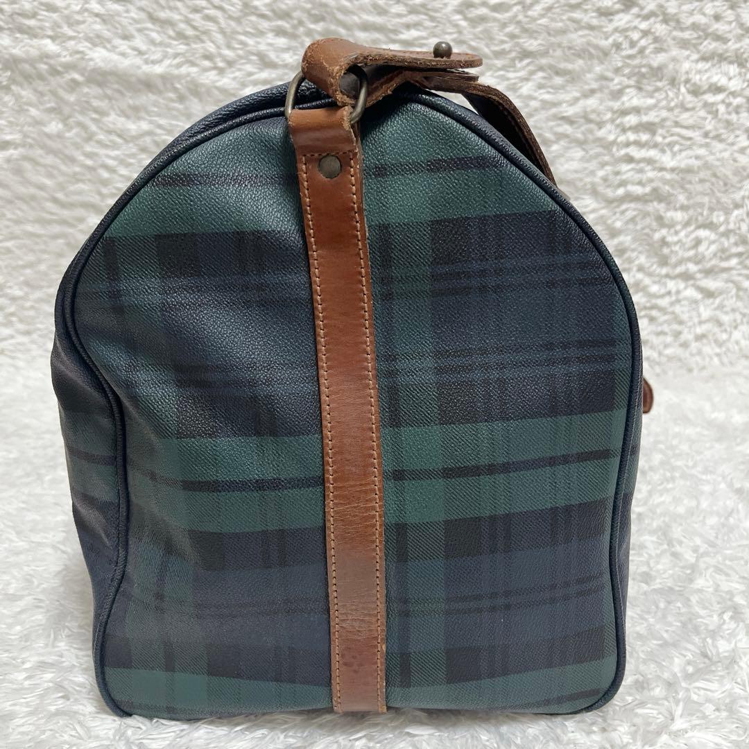 ポロラルフローレン　PVC ボストンバッグ　大容量　グリーン　チェック