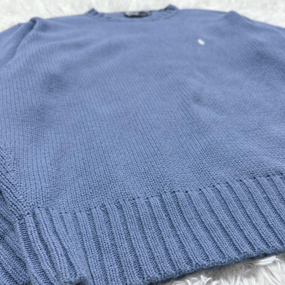 90s ポロバイラルフローレン　日本製　コットンセーター　ラピスブルー　M